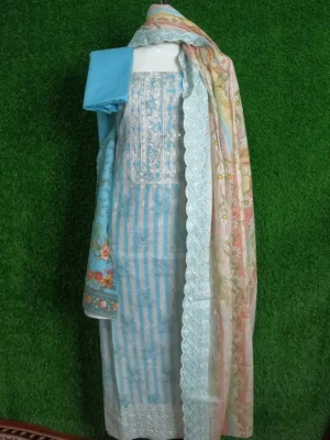 Three-Piece Lawn with Silk Dupatta